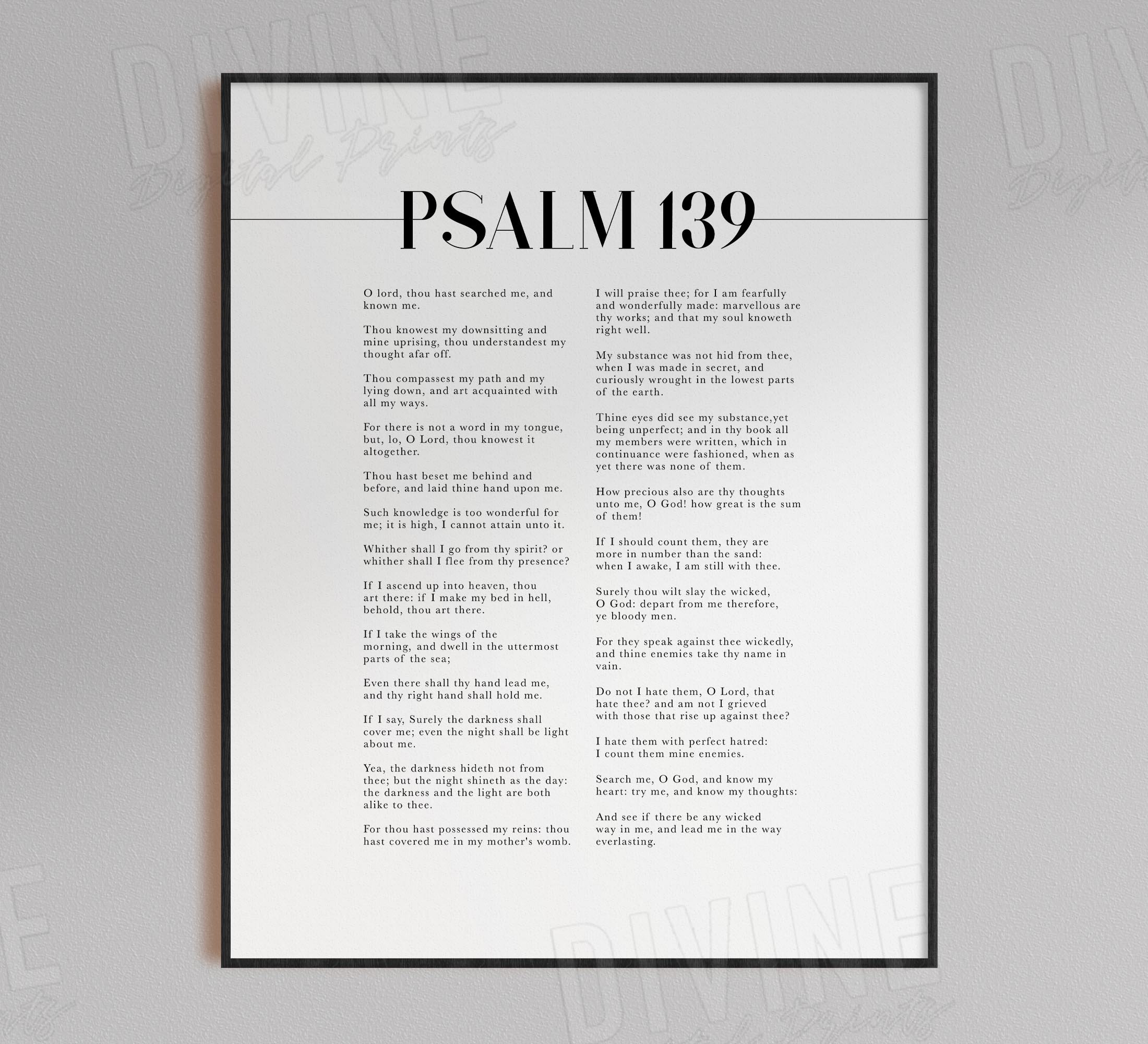 Bibelvers wandkunst psalm 139 kjv schrift druckbar etsy