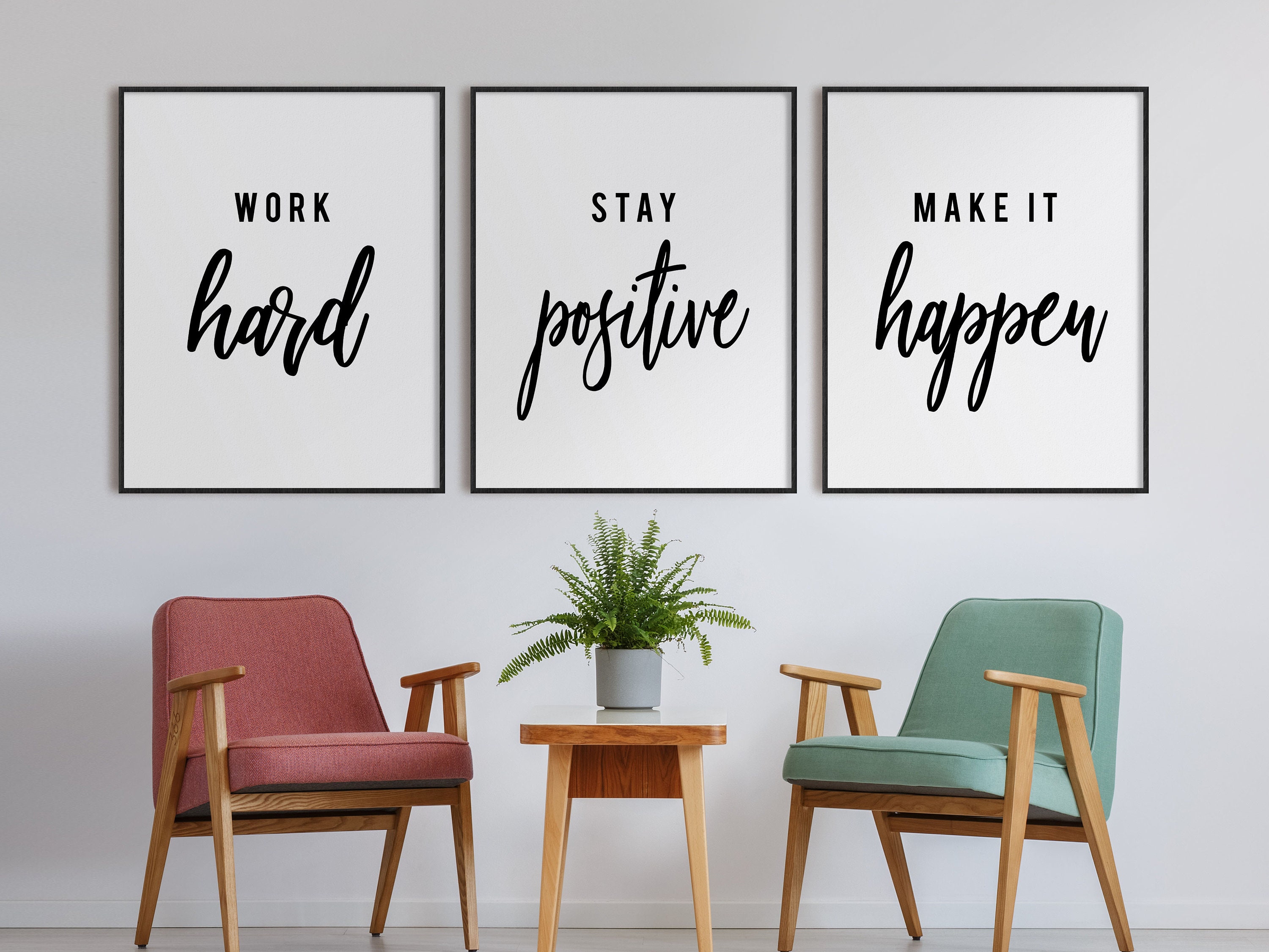 Modern Office Decor Motivational Quote Work Hard Stay | Etsy