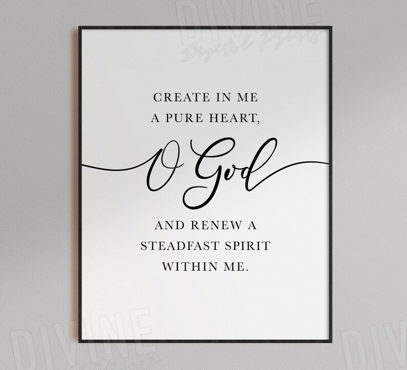 Psalm 51 Bible Verse Wall Art Holy Spirit Scripture Print | Etsy