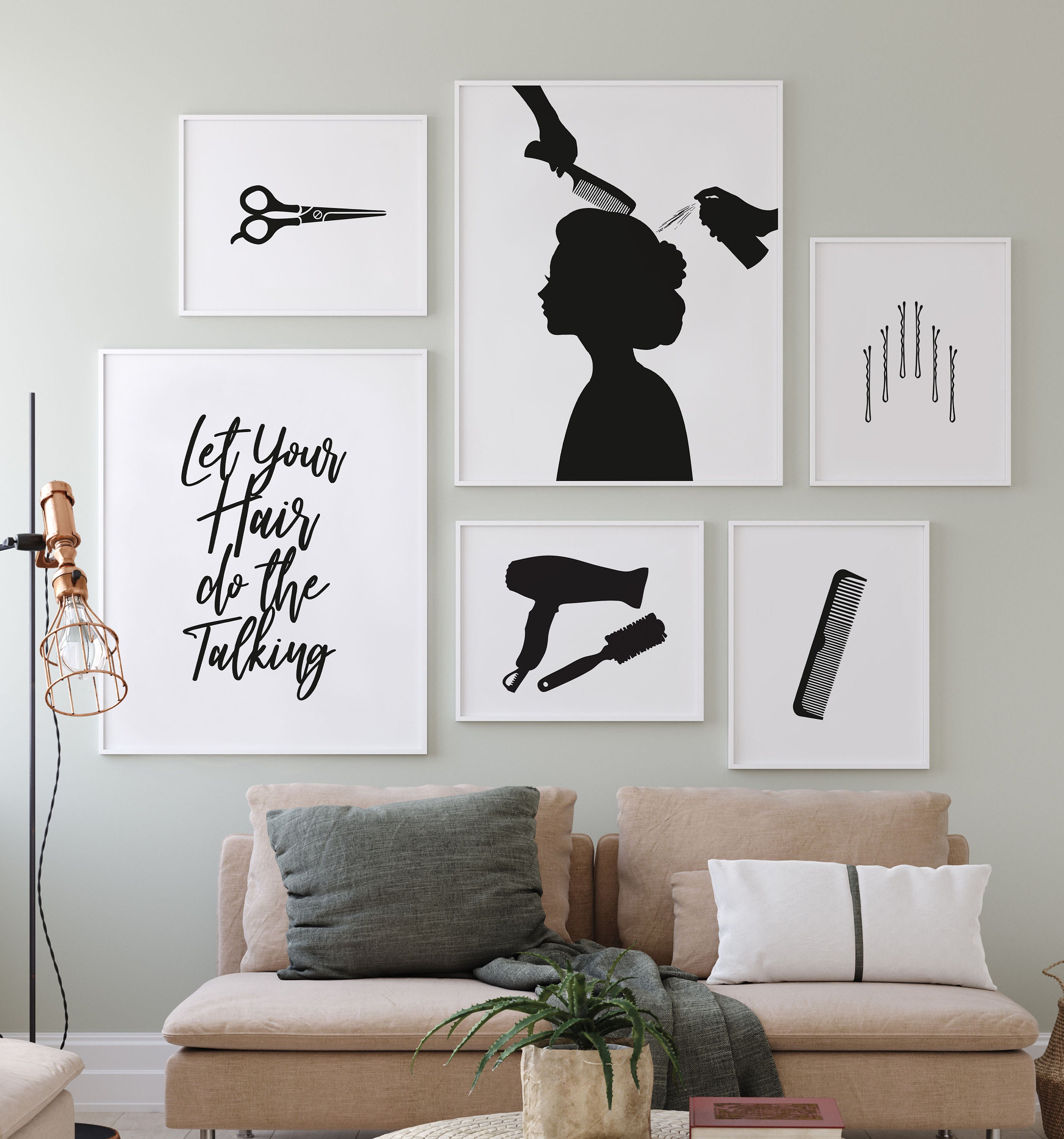 Hairstylist Gift Salon Decor Set of 6 Prints Hairdressing Etsy