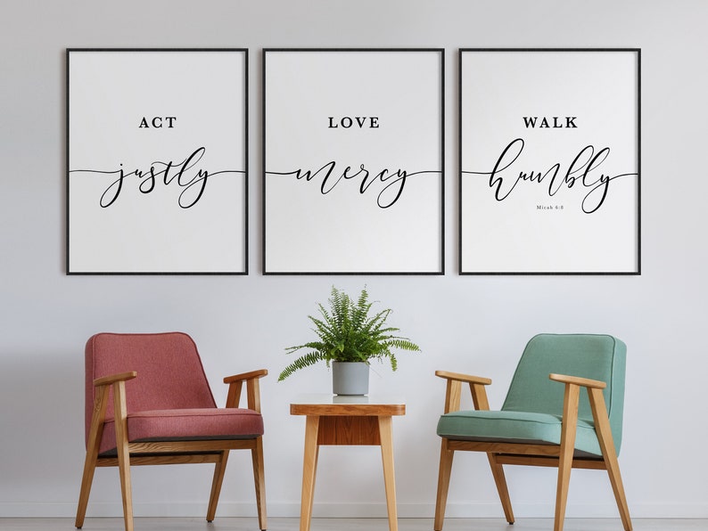 Living Room bible Verse Wall Art Micah 68 Christian Decor Etsy
