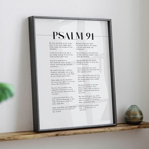 Psalm 91 Wall Art, Full Scripture 91 King James Version, Popular Bible Verse Wall Art, Christian Home Decor, Large Printable Artwork