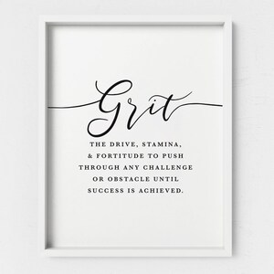 Grit Definition Office Wall Art, Print, Girl Boss Office Decor, Motivational Print, Inspirational Quote, Entrepreneur Gift, Large Poster image 4