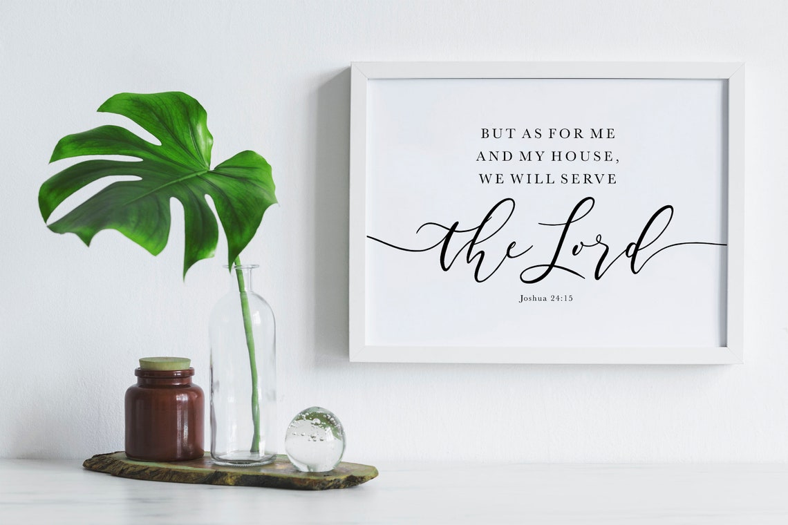 Horizontal Bible Verse Wall Art Joshua 2415 but as for Me and Etsy