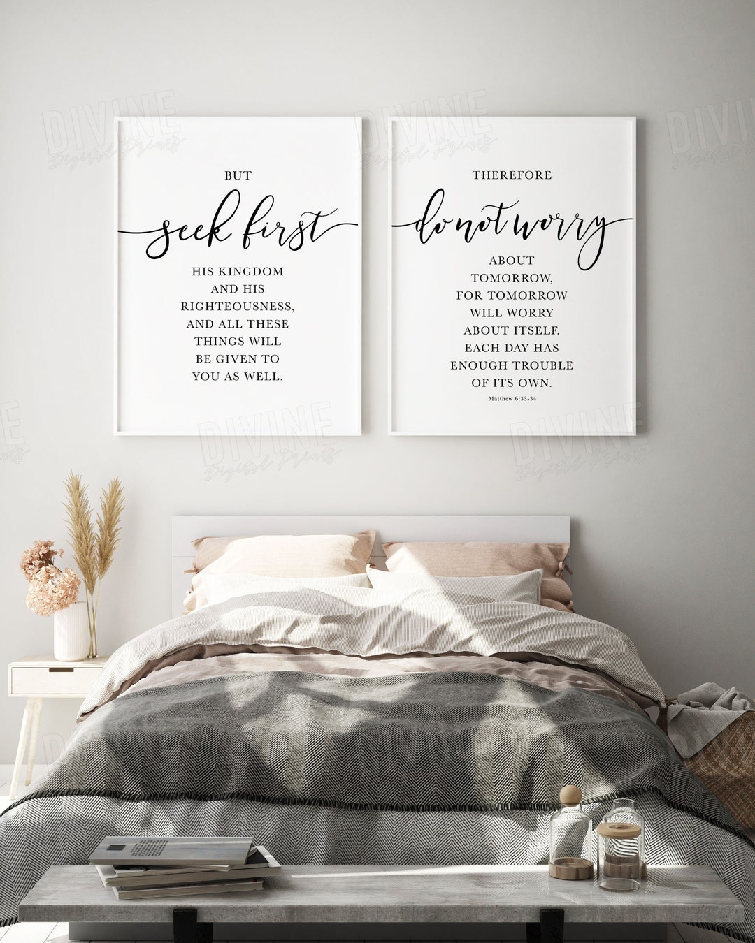 Matthew 6 33 NIV Bible Verse Wall Art Scripture Artwork Set Etsy