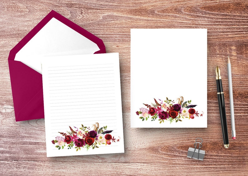 Floral Letter Writing Set Stationary Set Writing Paper Etsy