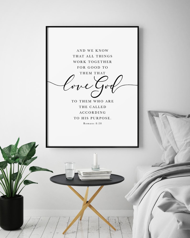 Romans 828 KJV Bible Verse Wall Art Scripture Print Gift Etsy