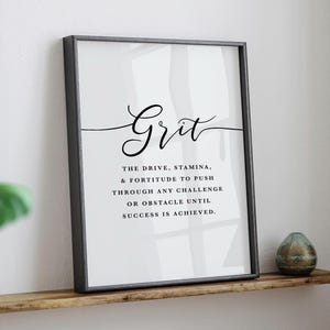 Grit Definition Office Wall Art, Print, Girl Boss Office Decor, Motivational Print, Inspirational Quote, Entrepreneur Gift, Large Poster