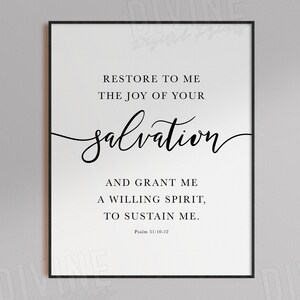 Psalm 51 Bible Verse Wall Art, Holy Spirit Scripture Print, Pure Heart ...
