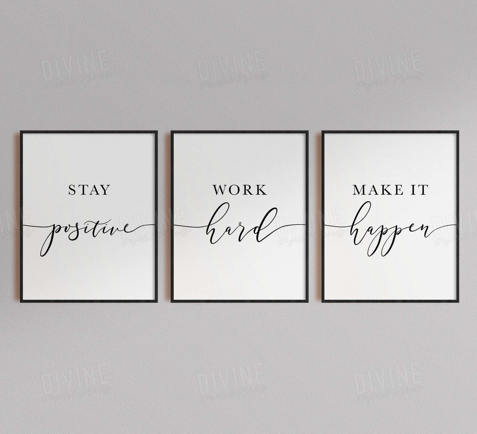 Office Decor Inspirational Printable Wall Art Set of 3 Etsy