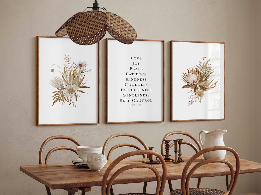 Fruit of the Spirit Bible Verse Wall Art Beige Scripture Boho Decor ...