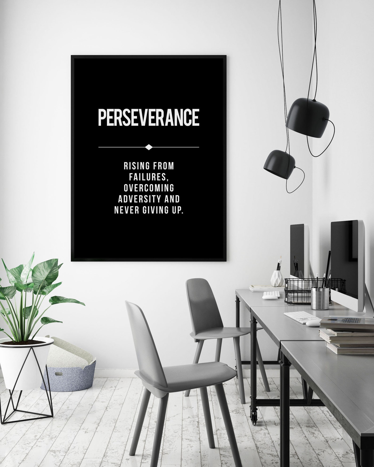 Perseverance Office Wall Art Persevere Definition Modern Etsy