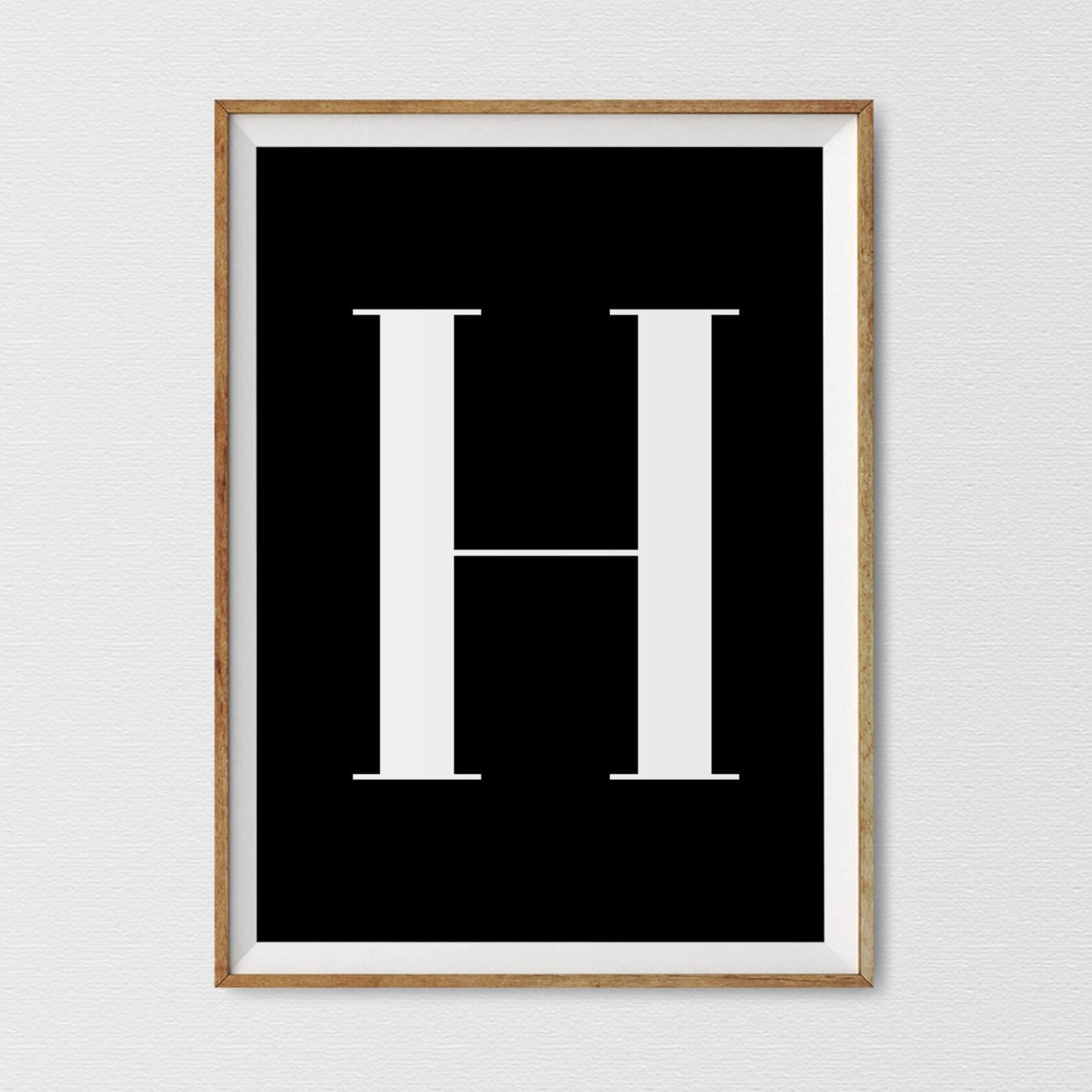 Nursery Letter Print Black H Wall Decor Letter H Wall Art Etsy