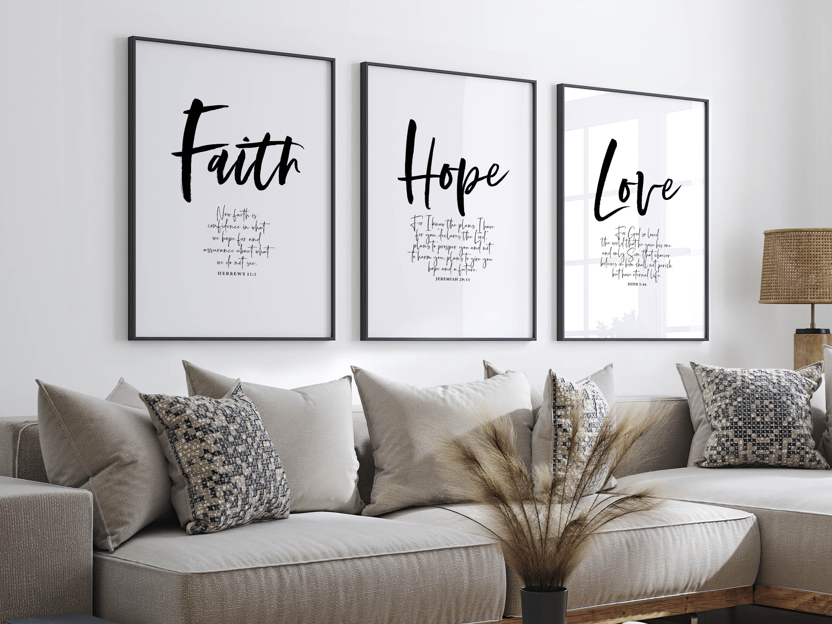 Faith Hope Love Wall Botanical Bible Verse Faith Hope Love Prints,