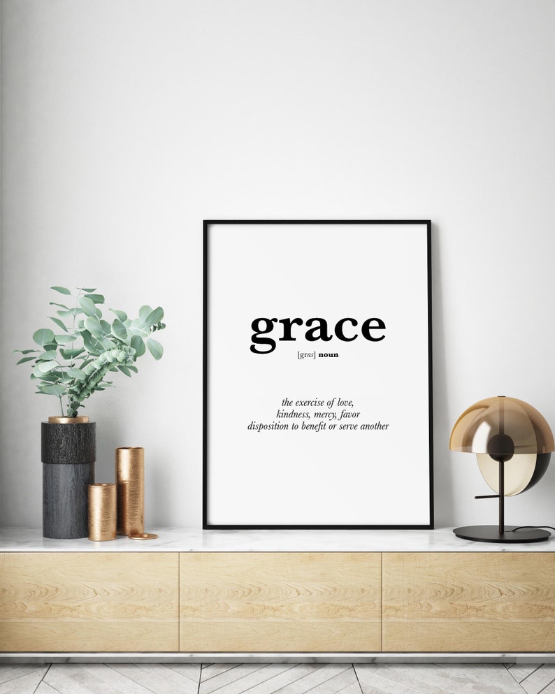 Grace Definition Wall Art Christian Wall Art Print Amazing | Etsy