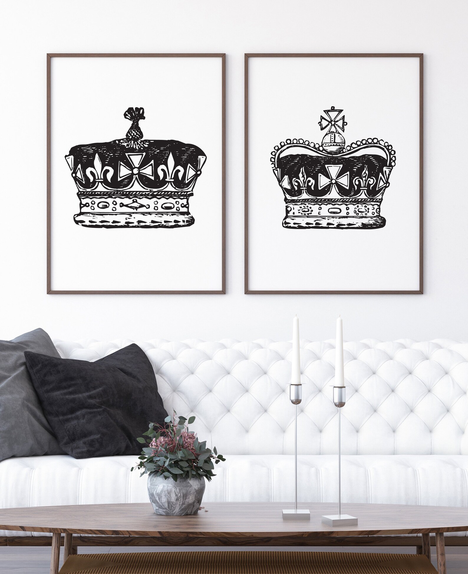 King and Queen Above Bed Wall Decor Royal Crown His and Hers Etsy