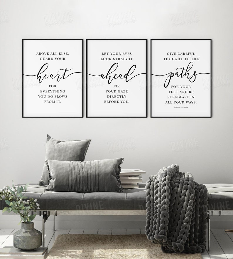 Guard Your Heart Bible Quote Proverbs 4 23 NIV Wall Art Etsy