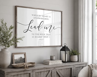 Psalm 61:2 Scripture Print, Modern Christian Wall Art (Digital Download