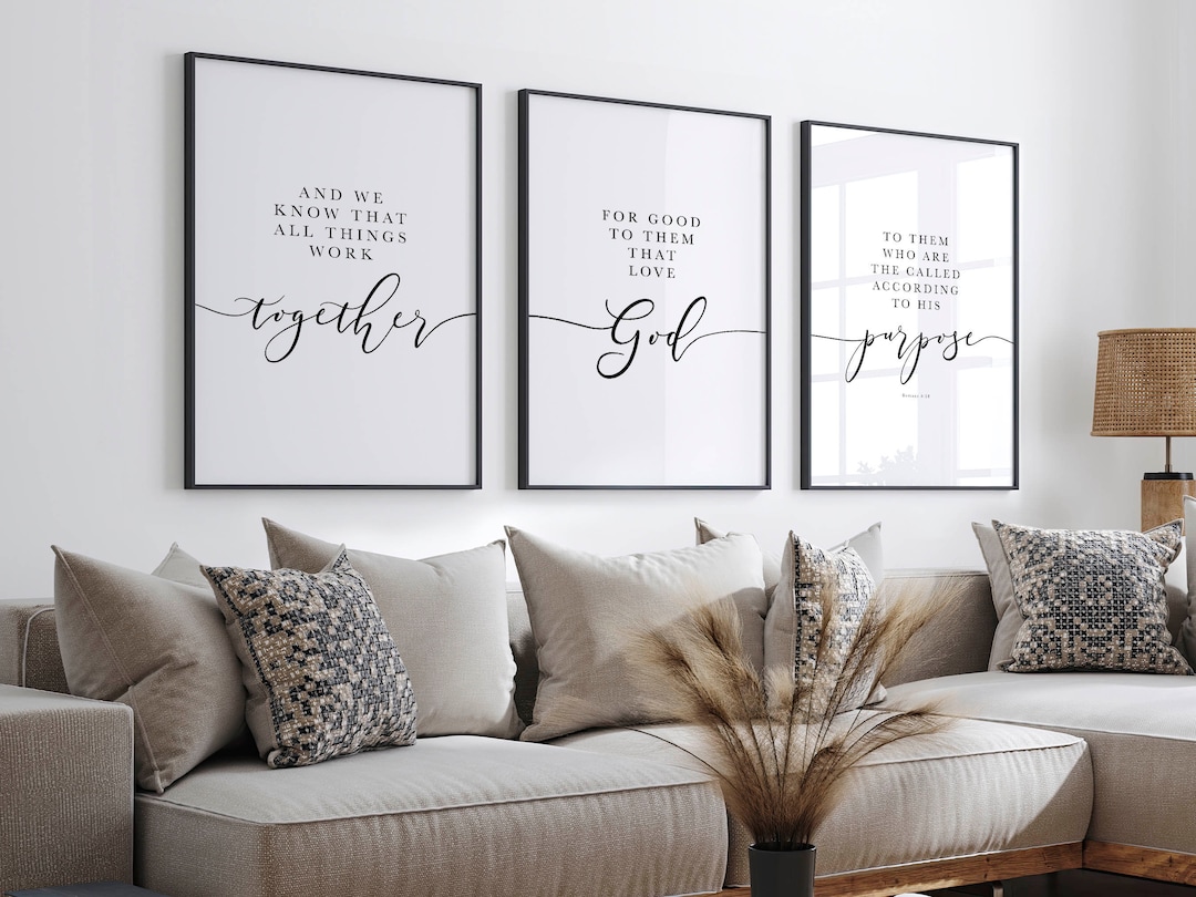 Christian Decor Above Bed Wall Art Scripture Farmhouse Style Bedroom ...
