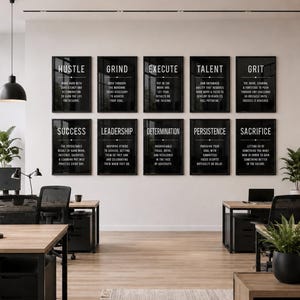 Decoración minimalista para la pared de la oficina: Láminas con frases motivacionales (Juego de 12) (Descarga digital) imagen 4