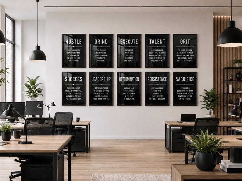 Decoración minimalista para la pared de la oficina: Láminas con frases motivacionales (Juego de 12) (Descarga digital) imagen 4