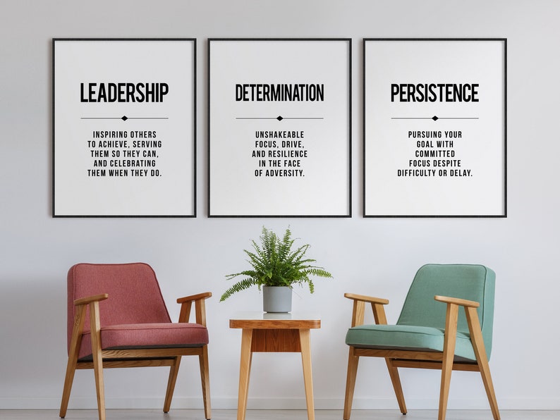 Leadership Office Wall Art Set of 3 Prints Inspirational Etsy