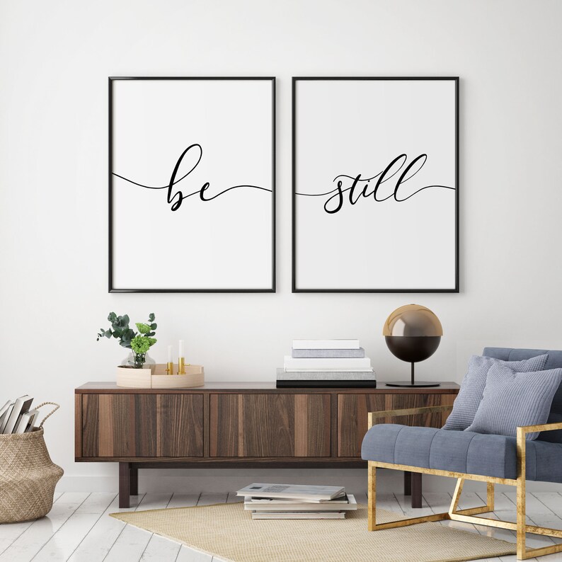 Be Still Relax Bedroom Prints Minimalist Christian Decor Wall Etsy