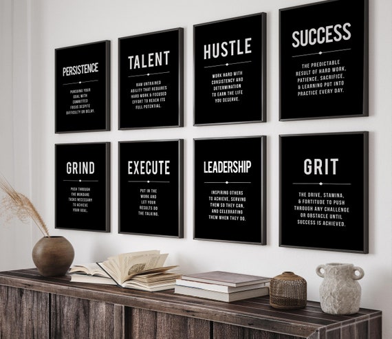 Minimalist Office Wall Art: Motivational Quote Prints (Set of 12) (Digital Download)