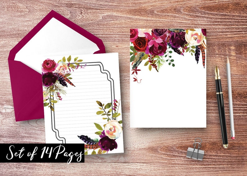 Floral Letter Writing Set Stationary Set Writing Paper Etsy