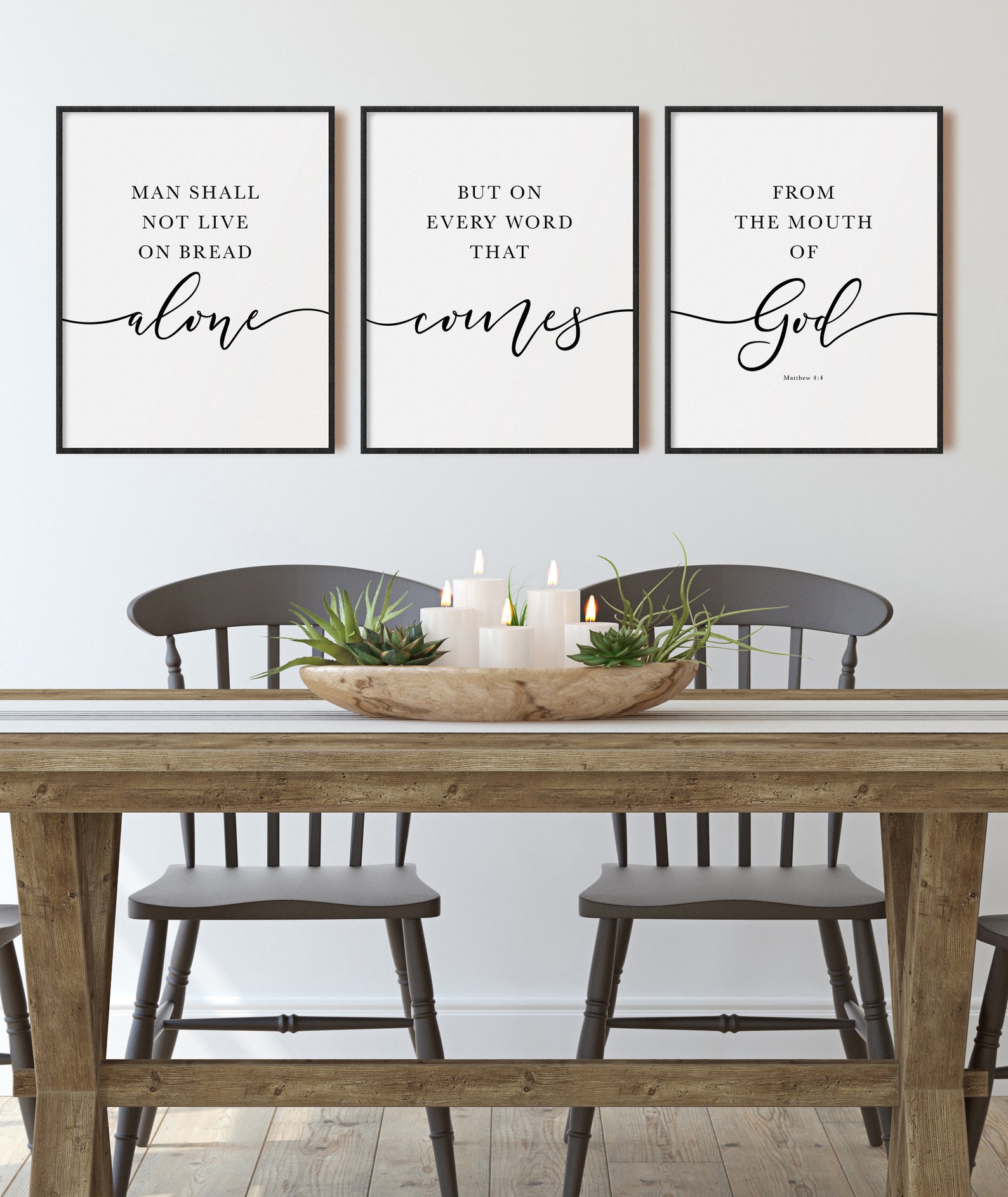 Christian Kitchen Decor Matthew 4 Bible Verse Wall Art Etsy