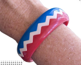 1980s red, white and blue acrylic bangle movie theatre costume