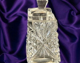 Early 1900s cut crystal glass salt pot with lid