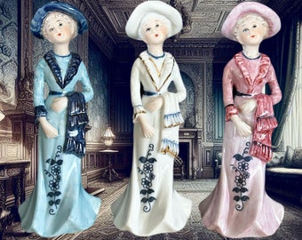 Enesco 16cm vintage 1980s Victorian lady figurines