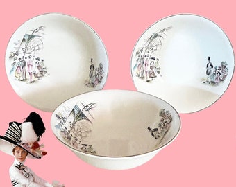 Alfred Meakin vintage 1950s My Fair Lady set of 3 soup, breakfast, dessert bowls