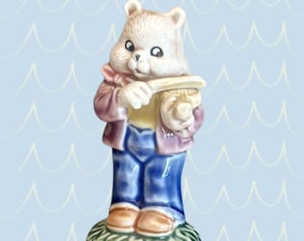 1980s vintage West German porcelain bear playing violin collectible figurine