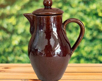 Bourne Denby England 1 pint brown salt glazed coffee pot vintage 1920s