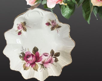 Old Foley James Kent Staffordshire vintage 1950s small fine bone china nuts sweets serving dish roses motif