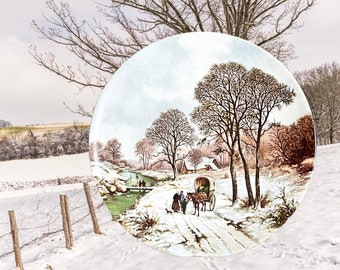 Poole England vintage 1980s decorative plate 'Landscape in Winter after 1800s painting by B C Koekkoek'