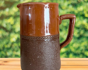 Bendigo Pottery 1 pint brown dual Leadless Glaze terracotta coffee pot, pitcher or jug vintage 1950s