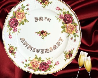 Thun Czechoslovakia vintage 1960s porcelain 50th Anniversary decorative 24.5cm plate, Golden Wedding gift idea