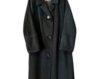 Max Wilder size 14-16 vintage 1970s black wool and mohair coat made in England