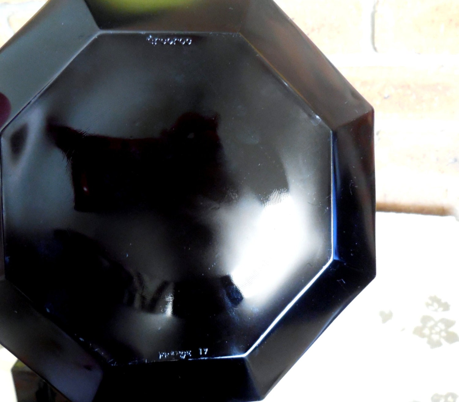 Arcoroc black glass Octime octagonal 4 side plates and 4 dinner plates