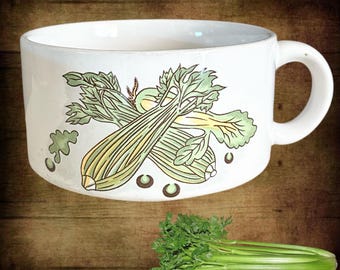Royal Crown large ceramic celery soup mug vintage 1970s