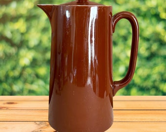 Cauldon Fireproof 1 pint brown glazed terracotta coffee pot, pitcher, jug vintage 1950s