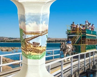 Arkinstall & Sons Stoke on Trent Arcadian fine bone china vintage 1910s small 12cm souvenir vase, Victor Harbor South Australia