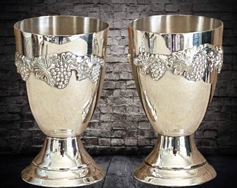 Saracen Plate Co silver plate grapevine goblets designed by George Kyriakides vintage 1960