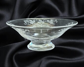 Stuart Crystal grapevine footed glass small dessert sweets bowl vintage 1980s