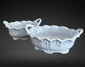 Saywell Imports Japan small powder blue bone china footed serving bowls vintage 1970s