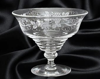 Stuart Crystal footed glass grapevine small dessert or sweets bowl vintage 1920s