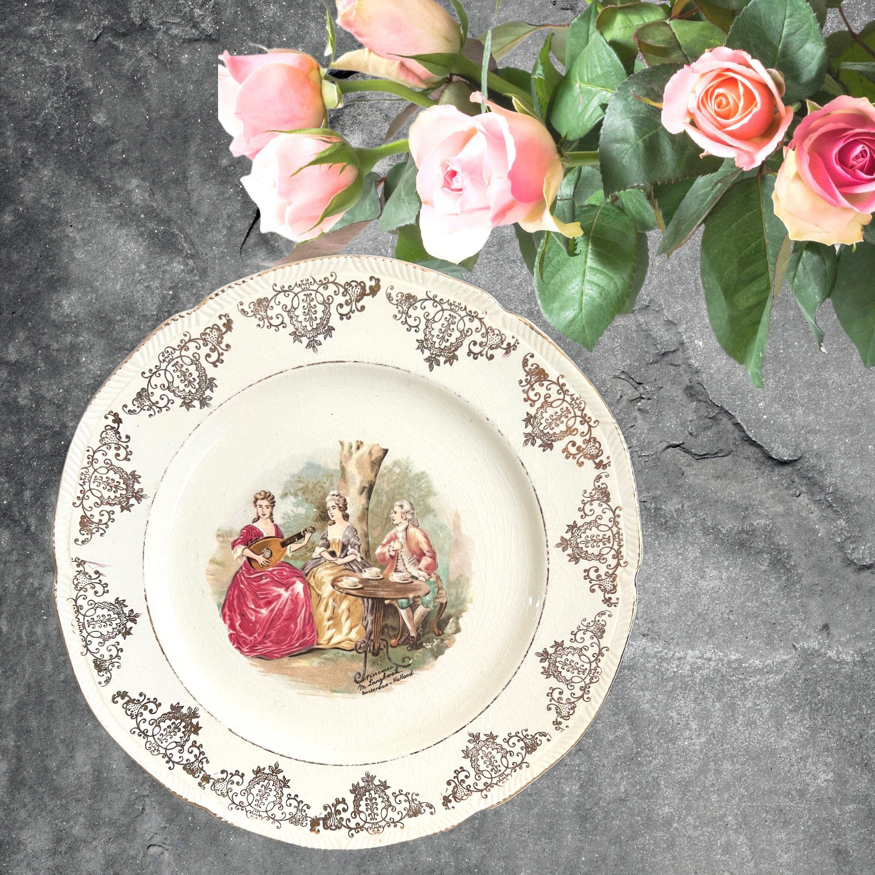 Kirklands Etruria England Embassy Ware Plate signed Fragonard M